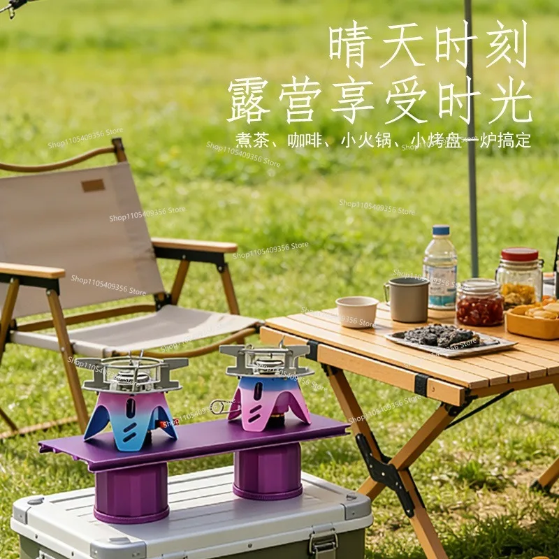 For Internet Celebrity Clock in Outdoor Windproof Integrated Tea Drinking Stove for Camping Gas Stove Fried Steak
