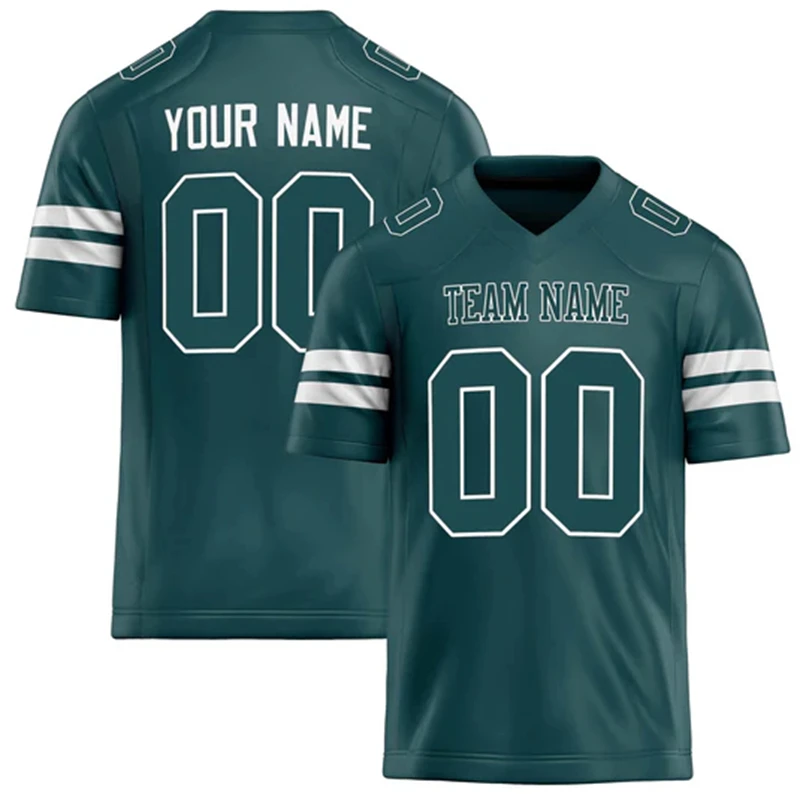 Nome da equipe personalizado número nome rugby camisetas personalizadas diy meia-noite verde masculino esportes t camisa solta uniforme da equipe de secagem rápida