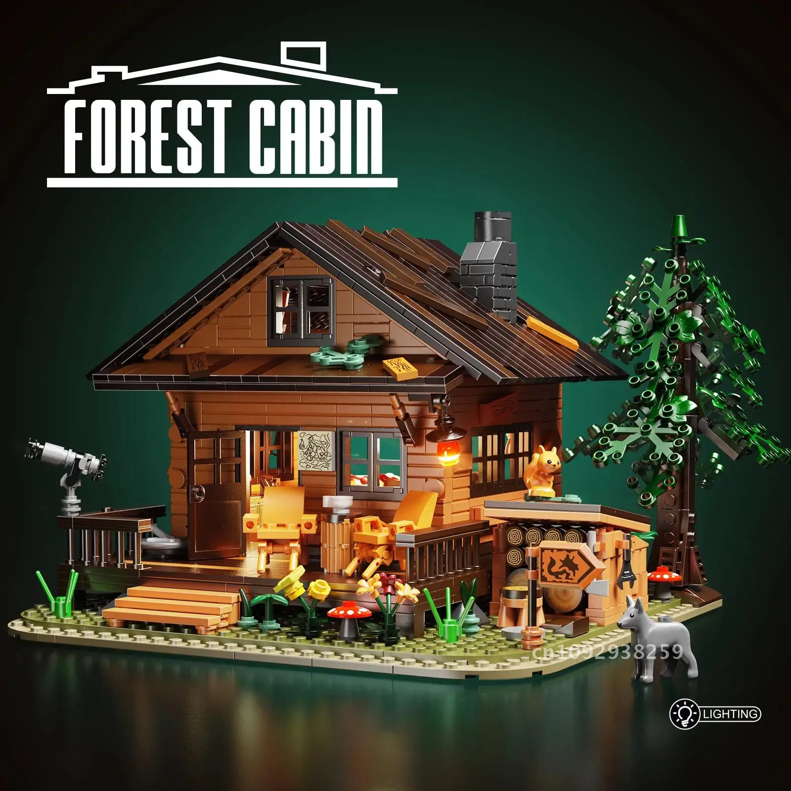 2024 ใหม่ Forest Cabin Building Block ชุดไอเดีย Street View House ของเล่นสถาปัตยกรรมชุดอิฐรุ่น PCS 1077 Hut กรอบ