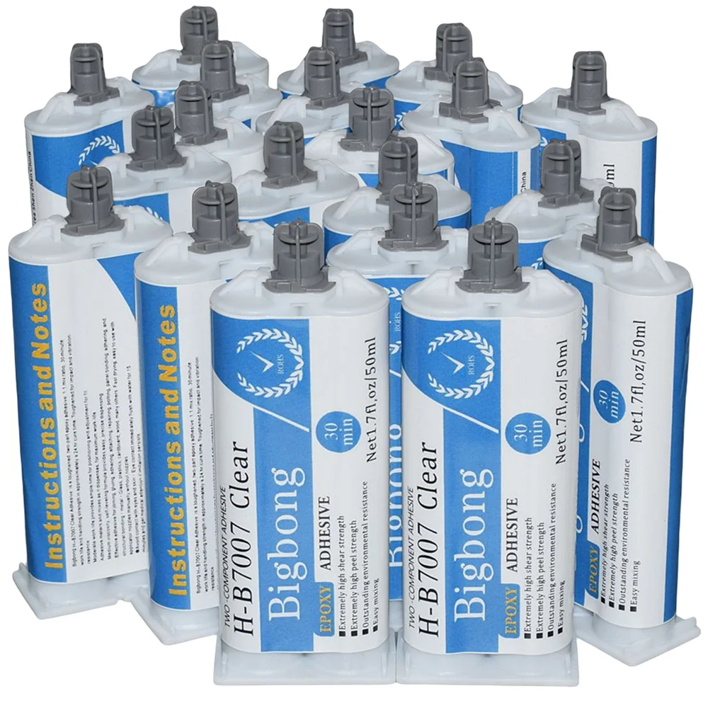 20 шт. прозрачного двухкомпонентного эпоксидного клея AB 50 мл, структурный клей, время отверждения 30 минут, для пистолета для герметика 50 мл