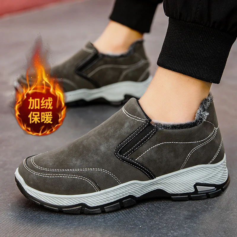 

New Winter Men Warm Walking Shoes Comfortable Loafers Ashionable Simple Dad Shoes Outdoor Warm Casual Shoes Zapatos Casuales
