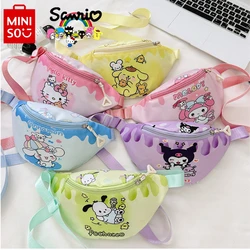 Miniso Sanrio saco de peito infantil, alta qualidade, cintura menina, casual, leve, esportivo, novo, elegante