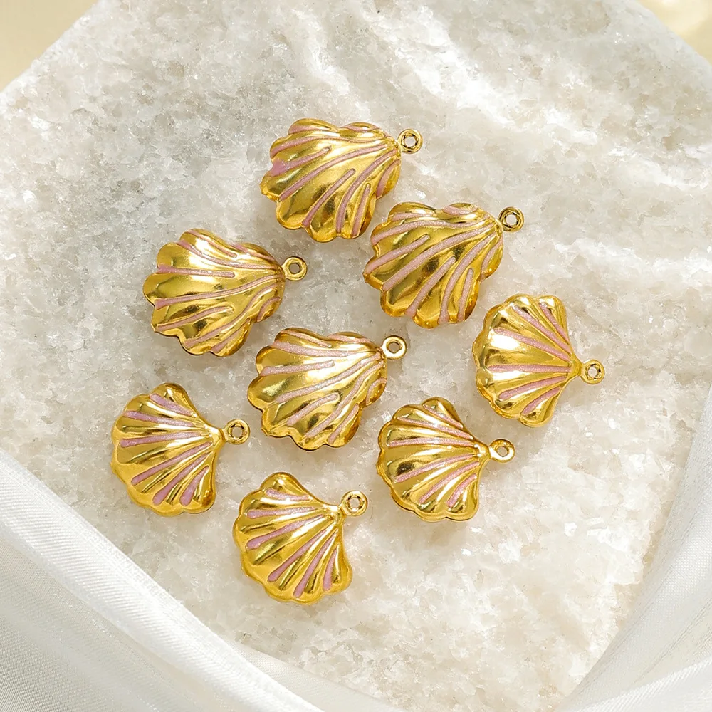 

5pcs Handmade Ocean Shell Pendant Charms Stainless Steel Necklace Earrings Bracelet Pendant Connectors Diy Jewelry Making