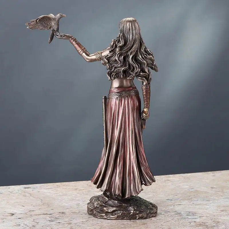 High Quality Resin Statues Morrigan The  Goddess Of Battle With Crow & Bronze Finish Statue For Home Decoration