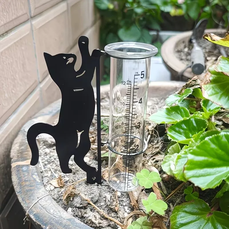 Cat-Patterned Rain Gauge Outdoor Ornament, Suitable for Gardens, Lawns, Flower Pots, and Outdoor Decorations