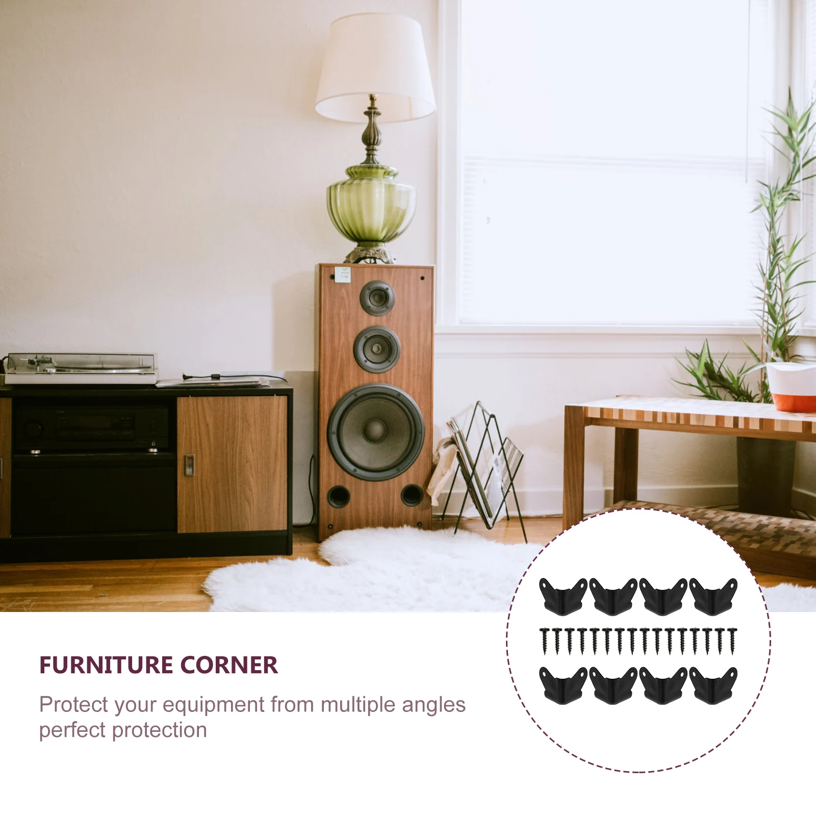 

Metal Corner Protectors Black Iron Furniture Edge Guards Wrap Angle Protection Speaker Anti-collision Durability Sturdy Cabinet