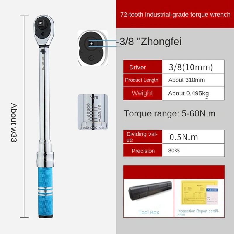 Open-End Adjustable Torque Wrench, 5 To 60 Nm Open-End Torque Wrench Set For Hvac Mini-Split Torque Socket Wrench