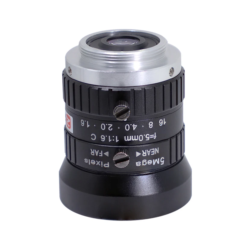 ZLKC 5.0Megapixel Machine Vision Lens 5mm 1/1.7'' Manual Iris F1.6 FA Industrial Camera C Mount Low Distortion 5MP Surveillance