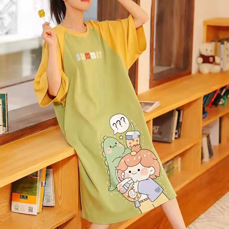 Sleeping Skirt Ladies Summer Korean Version Of The Pajamas Sweet And Cute Students Girls Can Wear Casual Comfortable Home Wear