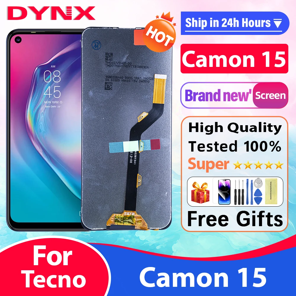 

100% протестированный 6,6 'ЖК-дисплей для Tecno Camon 15 CD7, ЖК-дисплей, сенсорный экран в сборе для Tecno15 CD7, экран, полная комплектация, запасные части