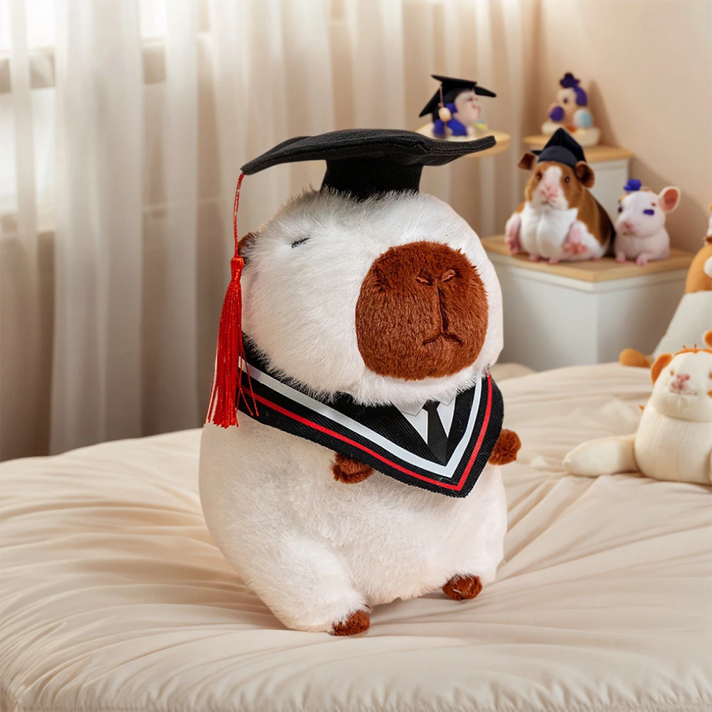 

Выпускная кепка, плюшевая капибара, креативная милая капибара, плюшевые игрушки из полипропилена, хлопок, выпускная капибара, плюшевые подарки на выпускной