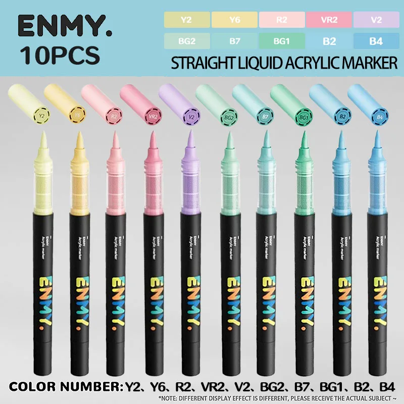 ENMY Acrylic marker Pen 10pcs Direct Liquid Acrylic Paint Markers Pens Fabric Maca Canvas Rock Glass Wood Paper DIY Art Markers