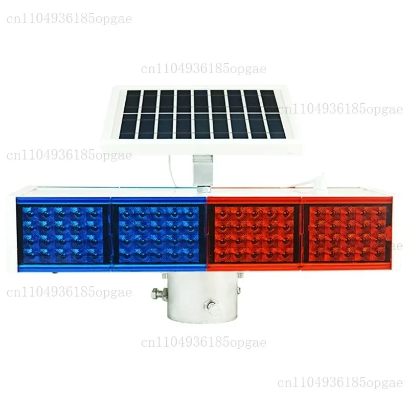 Solar Powered Flashing Warning Lights, Red And Blue Traffic Signal Lights For Road Construction And Safety