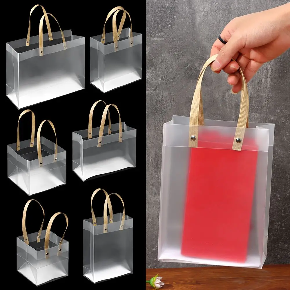 Frosted PP Bags Plastic Gift Bags with Handles Gift Wrapping Flower Package Bag Decor Supplies High-quality Translucent Tote