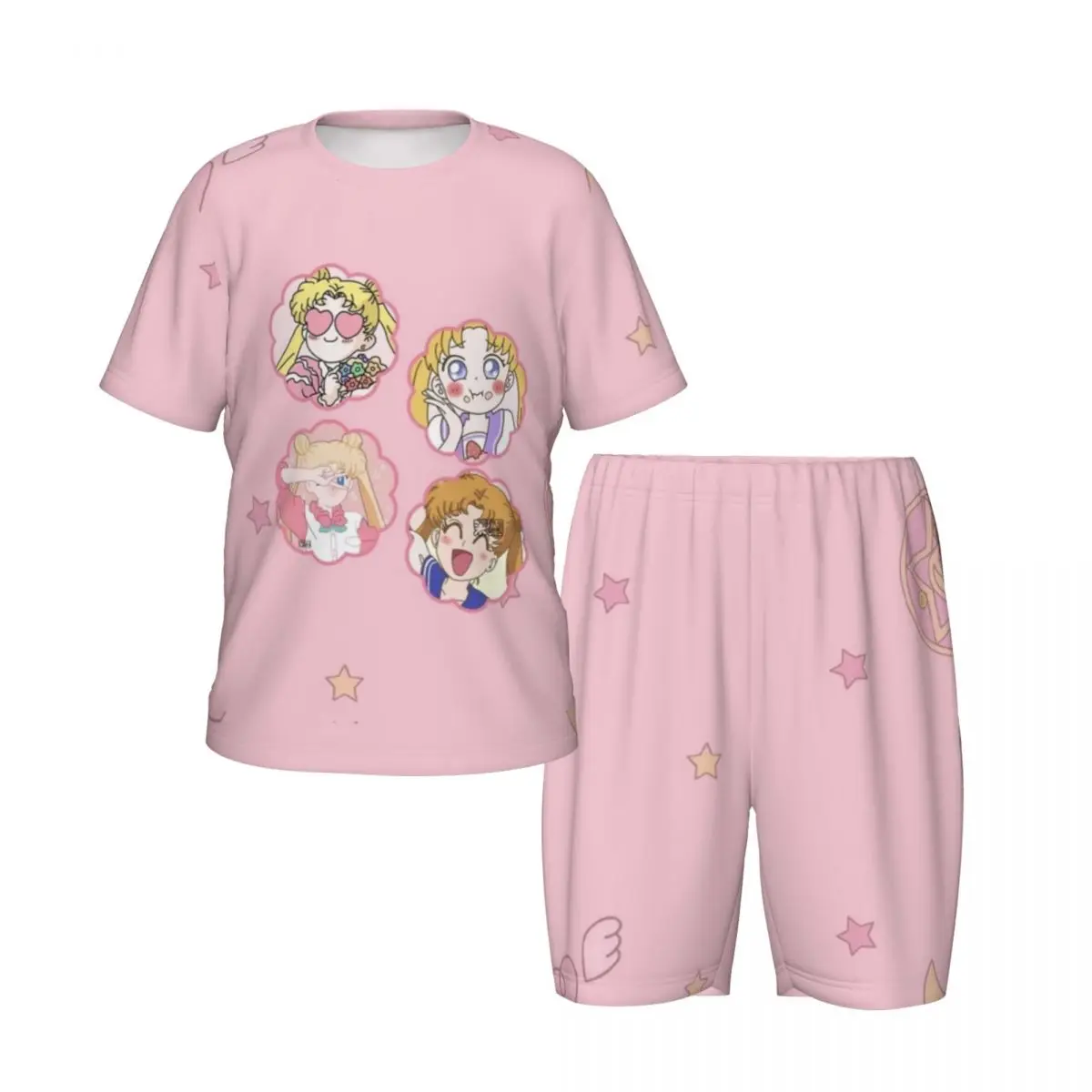 Ensemble de pyjama Sailor Moon Down pour garçon et fille, Y et short, vêtements de nuit, vêtements de détente, 2 pièces