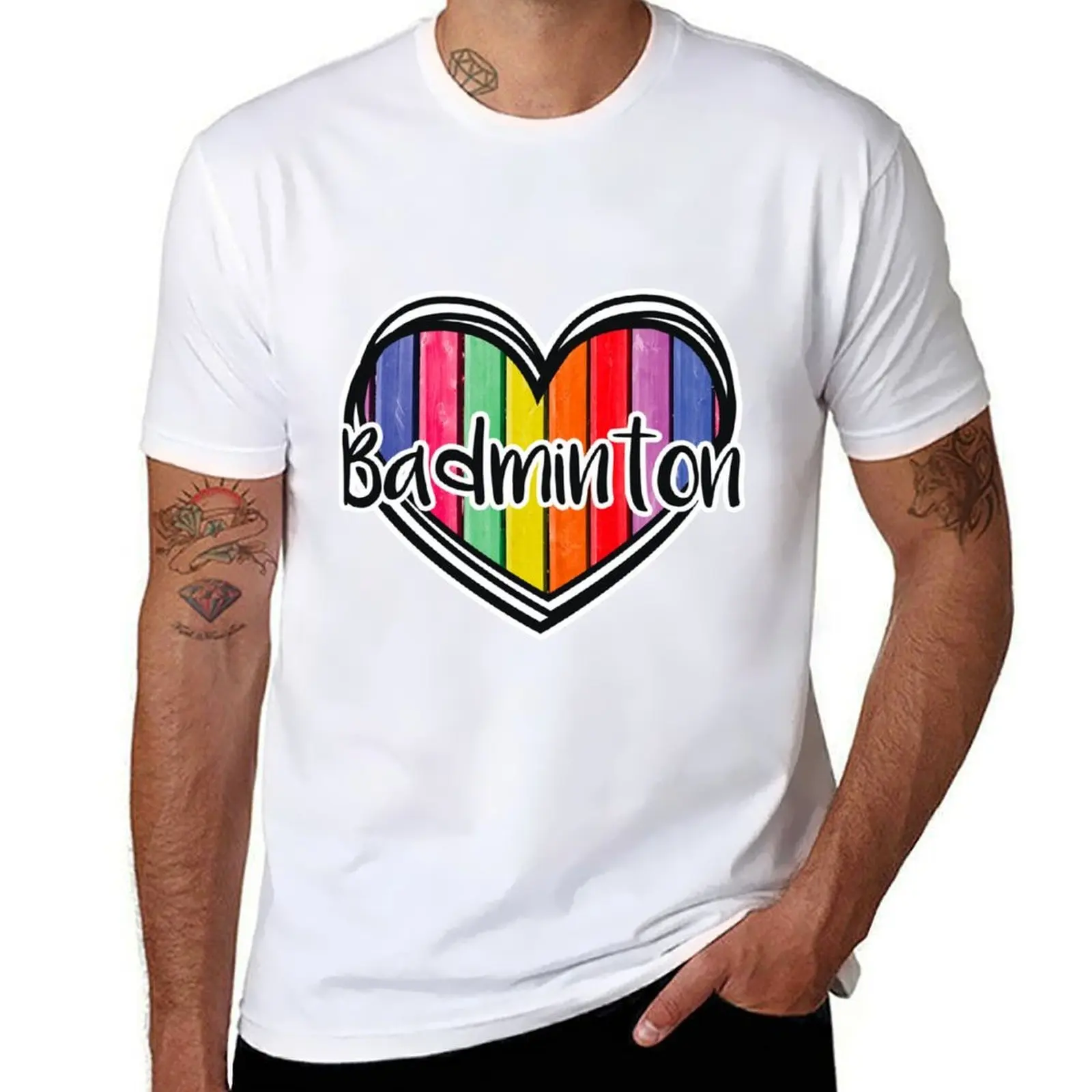 

Badminton Heart T-Shirt t shirt man luxury cotton t shirts high quality T-Shirt