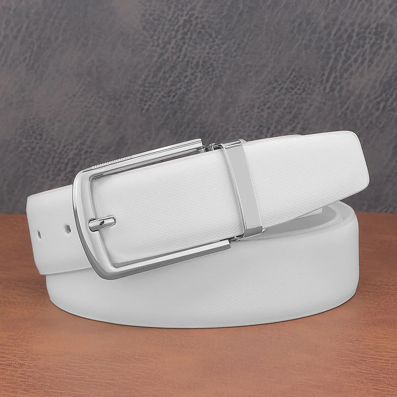Fashion belts young men pin buckle genuine leather cowhide Waistband high quality white casual jeans ceinture homme B650