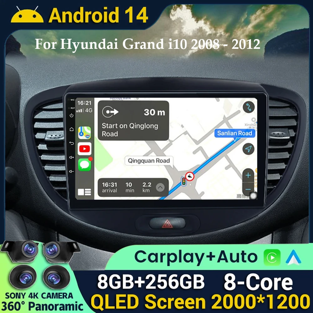 

Android 14 беспроводной CarPlay Android авто для Hyundai Grand i10 2008-2012 GPS-навигация автомобильный радиоприемник умные системы автомобильный радиоприемник