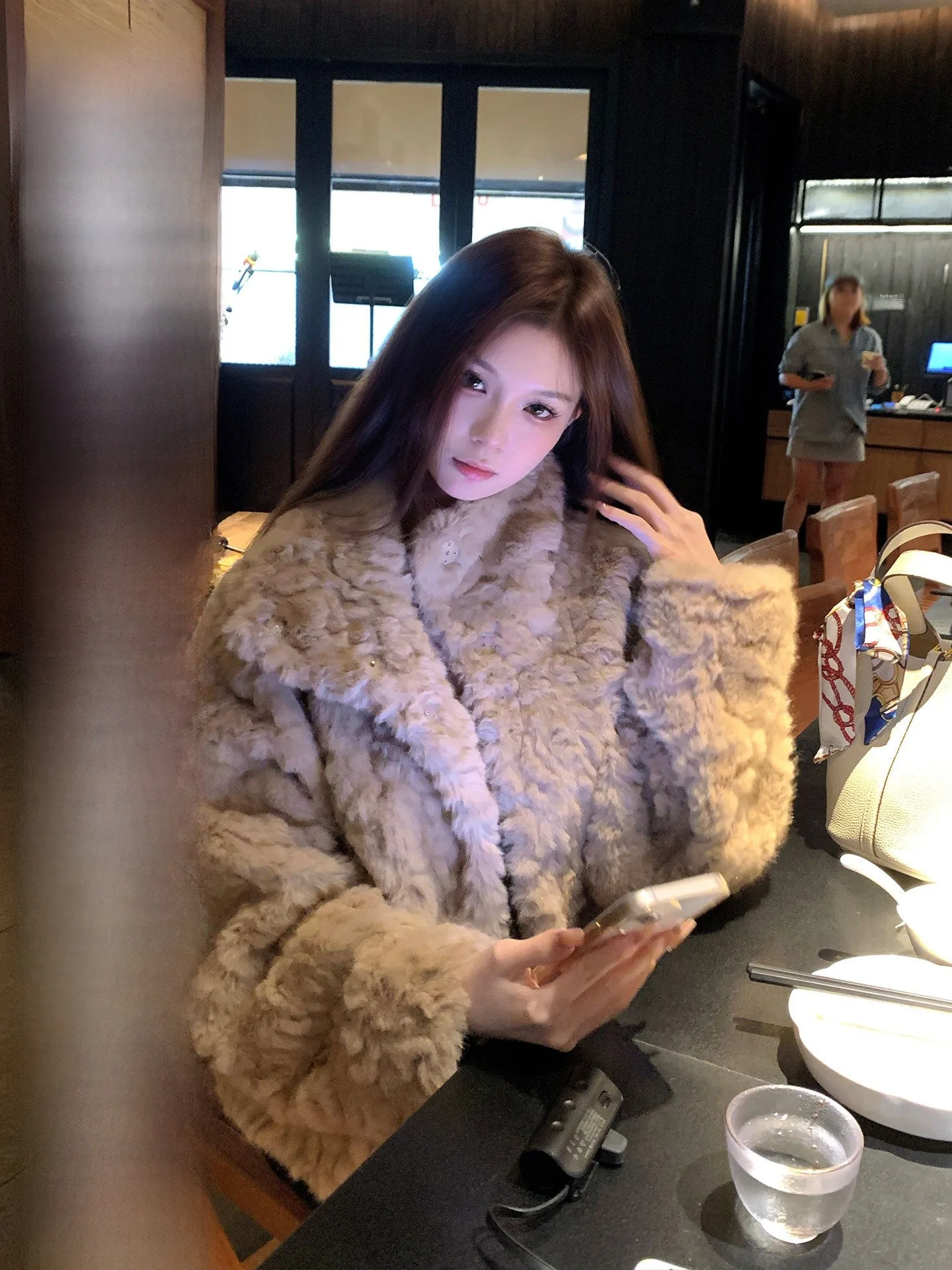 

Thiened Stand Collar Loose Women's i Fur Jaet Casual Sle Long Sve Warm Outerwear Sweet Simp Tune Minor Key