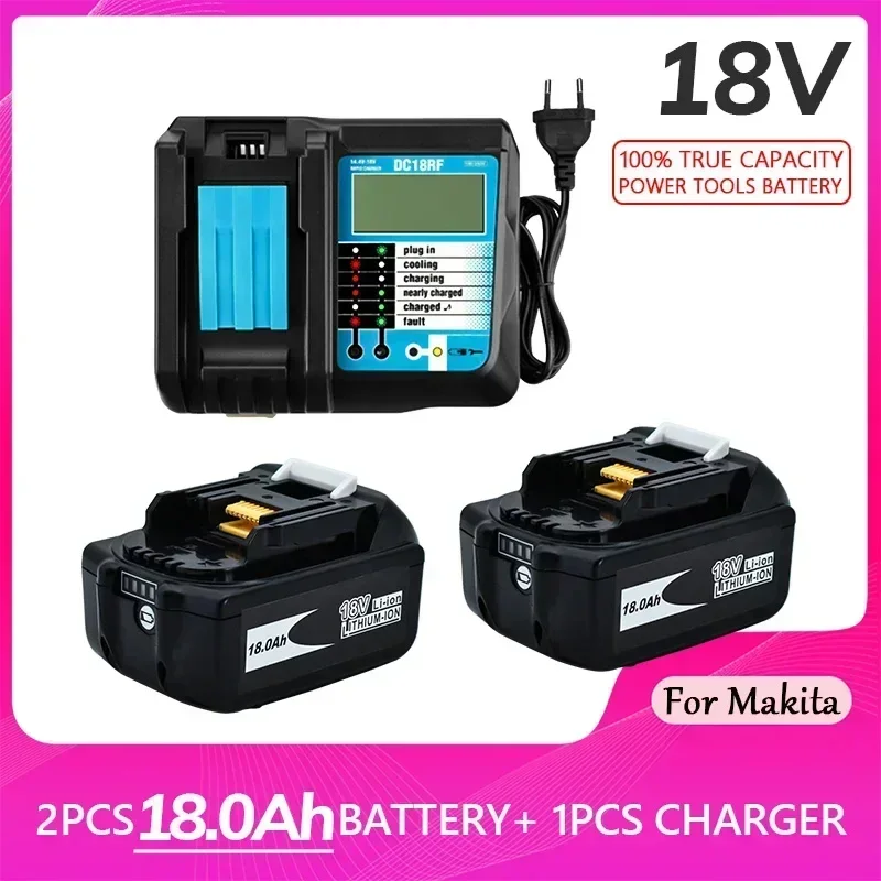 Original para makita 18v 18000mah 18.0ah bateria recarregável de ferramentas elétricas com substituição de íon-lítio led lxt bl1860b bl1860 bl1850