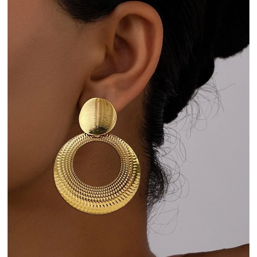 Geometric Round Earrings for Women Simple Fashion Ear Jewelry Accessories Hot Sale Party Gift 2024 New Style