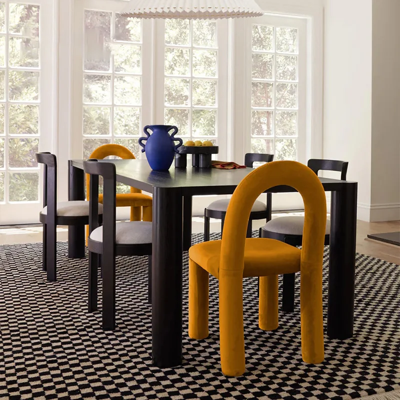 Nordic all-solid wood dining table, minimalist rectangular conference table