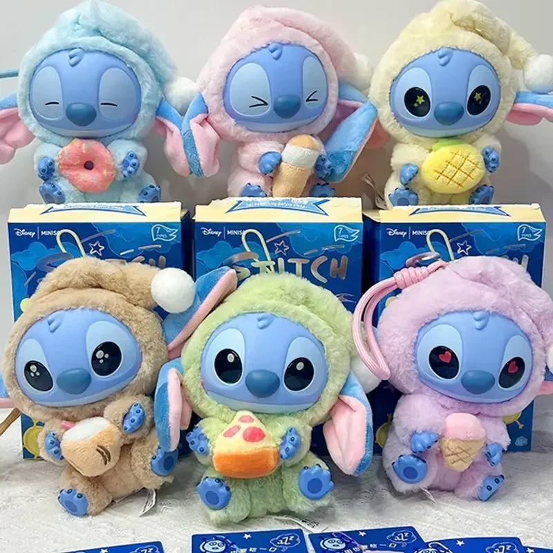 Disney Stitch Eat someting Before Sleep Vinyl Blind Box Cute Plush Pendant Dolls Desktop Ornament Mystery Toys Collectors Gifts