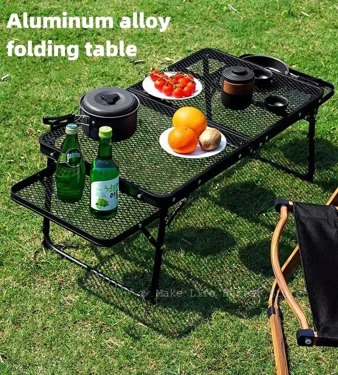 

Folding Camping Rack Table Portable Folding Table Outdoor Foldable Storage Shelf Picnic Barbecue Folding Lightweight Table