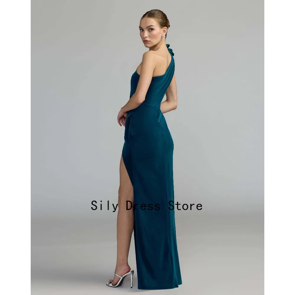 Customized One Shoulder Mother of Bride Dresses 2026 Velvet Flower Women‘s Wedding Party Attire Gowns Elegant Evening Dress
