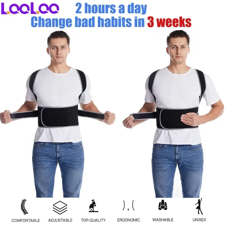 1Pcs Back Brace Posture Corrector for Women and Men, Back Braces for Upper and Lower Back Pain Relief, Adjustable and Fully