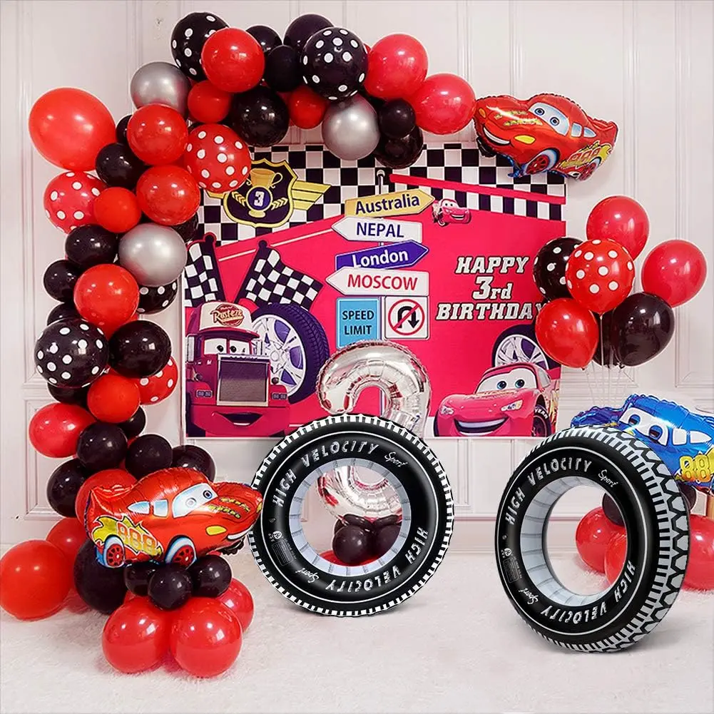 Inflatable Tire Tubes Pool Floats for Adults Kids Tire Swimming Rings River Raft Truck Race Car Themed Birthday Party Supplies D