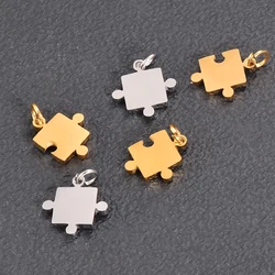 5pcs/lot Mirror Polish Stainless Steel Puzzle Charms Wholesale DIY Necklace Bracelet Making Charms Jewelry Making Charms