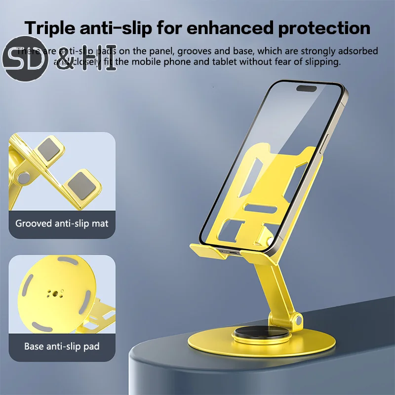All Metal 360 Rotation Multi Functional Portable Folding Mobile Phone Holder For All Mobile Phones