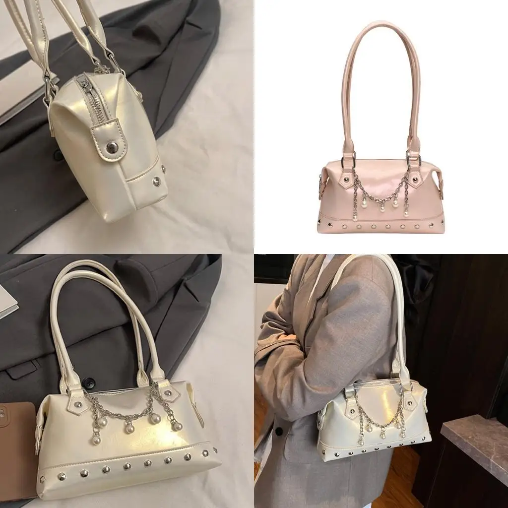 

D46D Contemporary Shoulder Bag For Women PU Leather Underarm Bag 2025 Retro Handbag