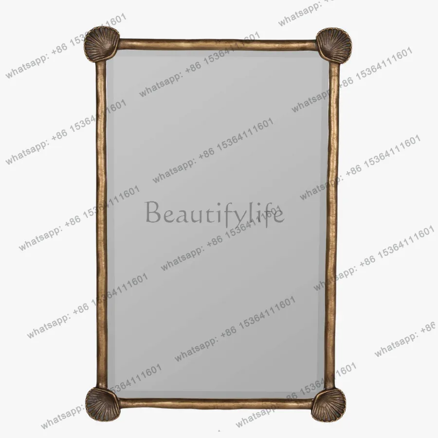 French simple carved wall mirror retro court style high value decorative mirror home