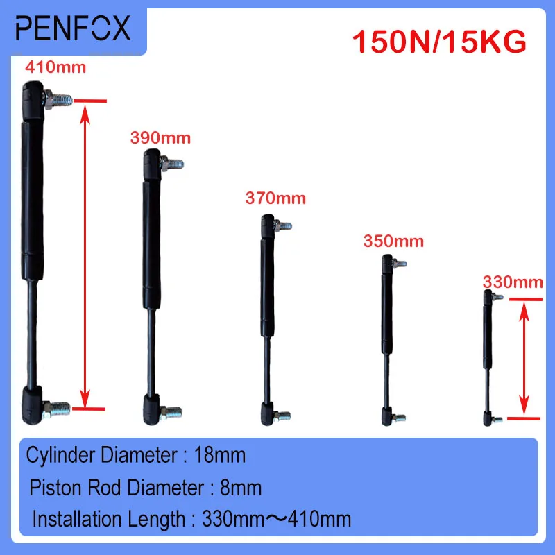 1 шт. 330 мм-410 мм 150N/15 кг Универсальные Стойки, газовая пружина, амортизатор, гидравлический подъемник, стойка, стойка, RV, кровать, машина для автомобиля