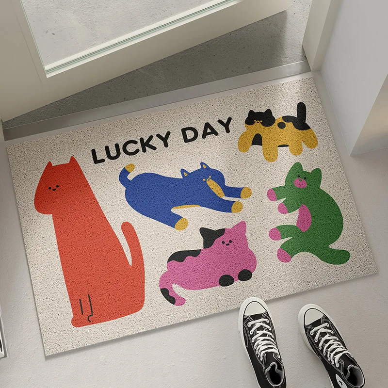 Cartoon Cute Animal Pattern Doormat PVC Silk Loop Floor Entrance Mats Home Decoration Rug Bathroom Vestibule Non-Slip Door Mat