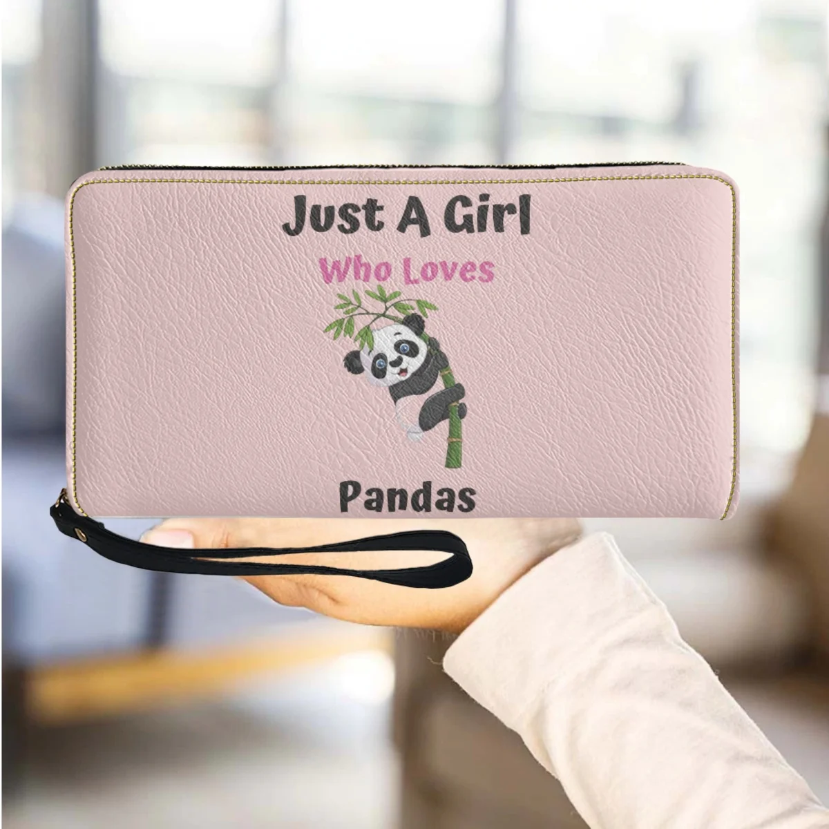 Just A Girl Who Loves Pandas Pritn Wallet Long Portable Women Casual Clutch Bag Card Holder Travel Shopping Purse Gift Drop Ship