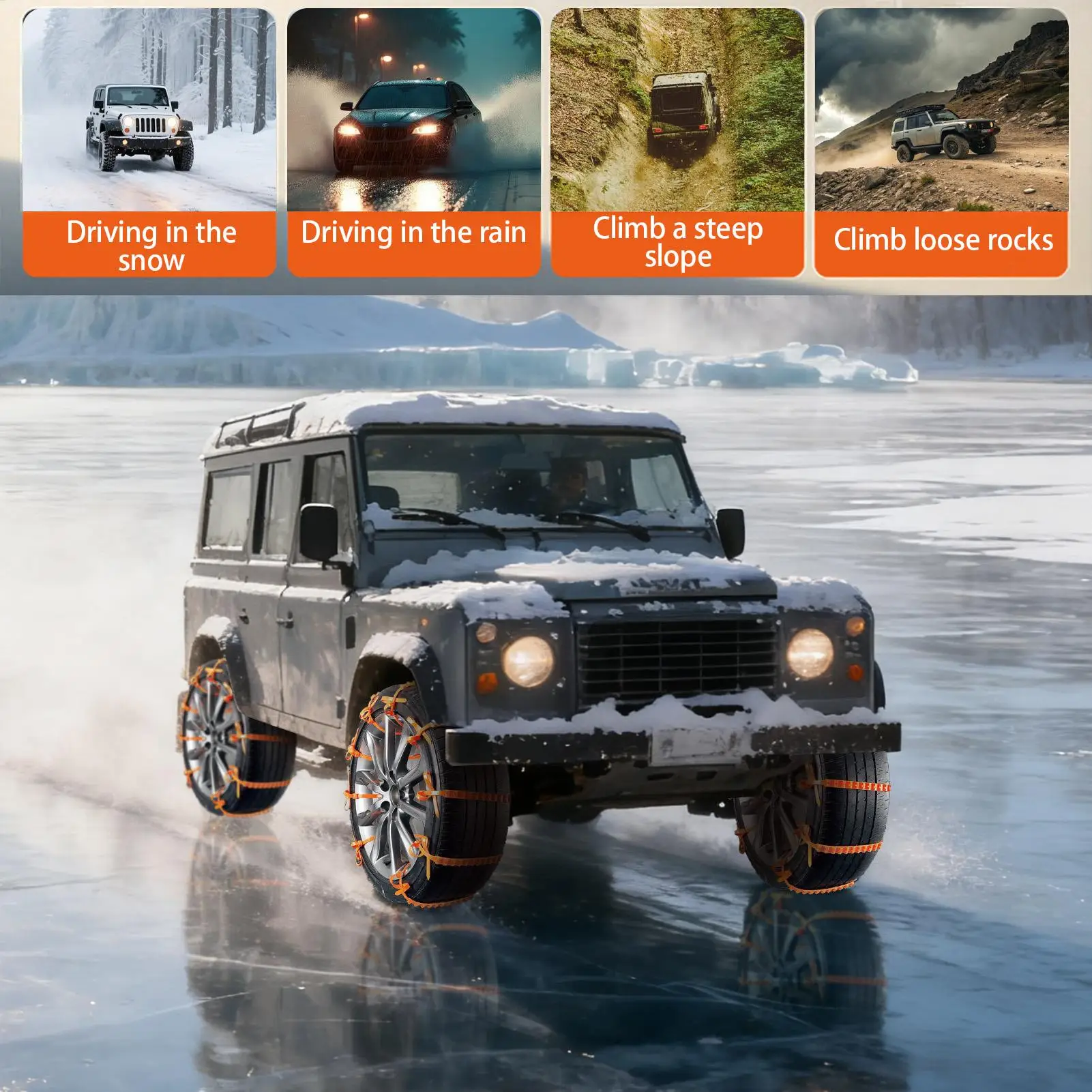 Snow Chains for Car Tires 10 Pieces Zip Ties for Tires In Snow Automotive Wheel Anti-Skid Chain for Sedan SUV Truck Outdoor