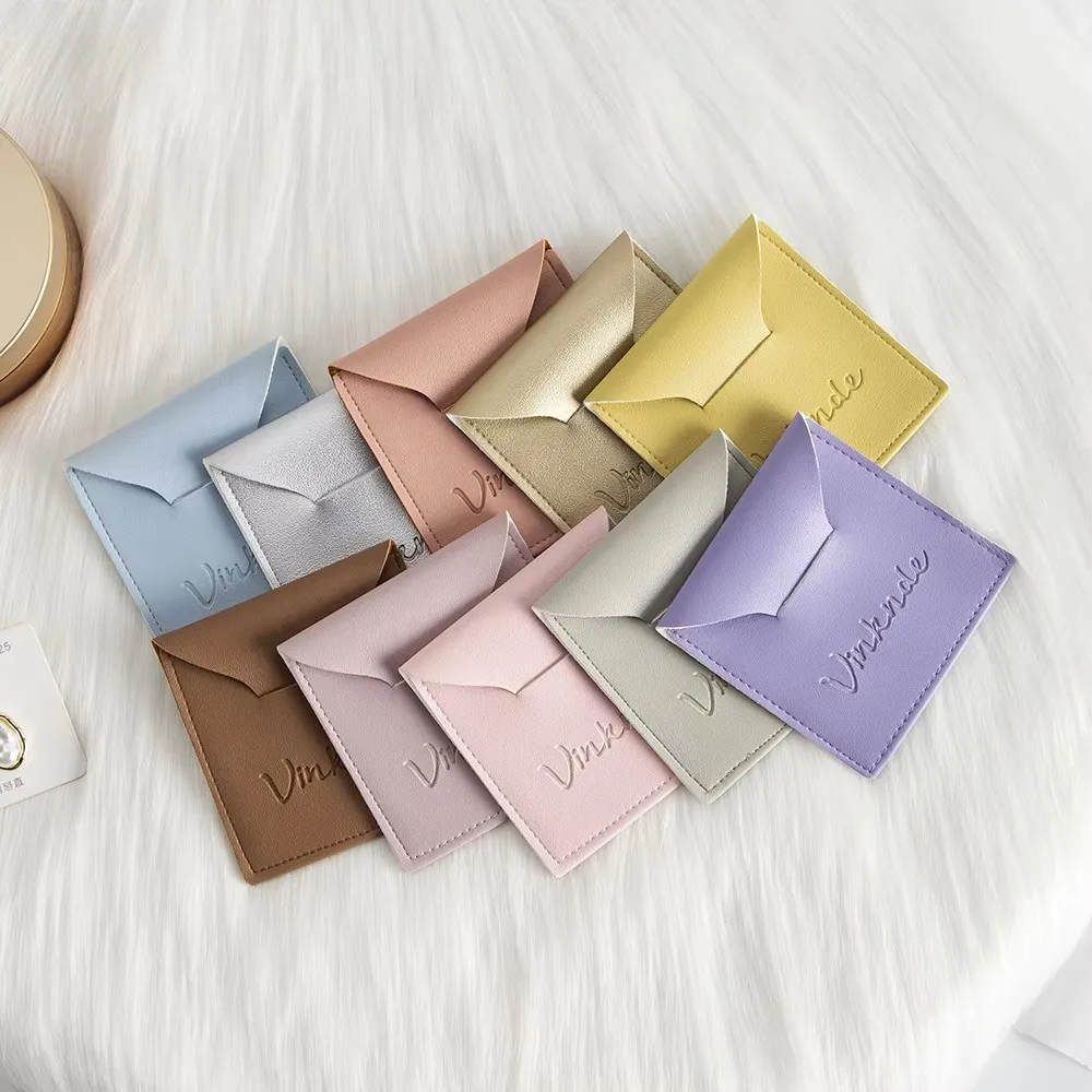 

100pcs/lot Flat Pu Leather Gift Bag Envelope Pouch Minimum Ring Earring Necklace Pendant Storage Women Jewelry Packaging Pocket