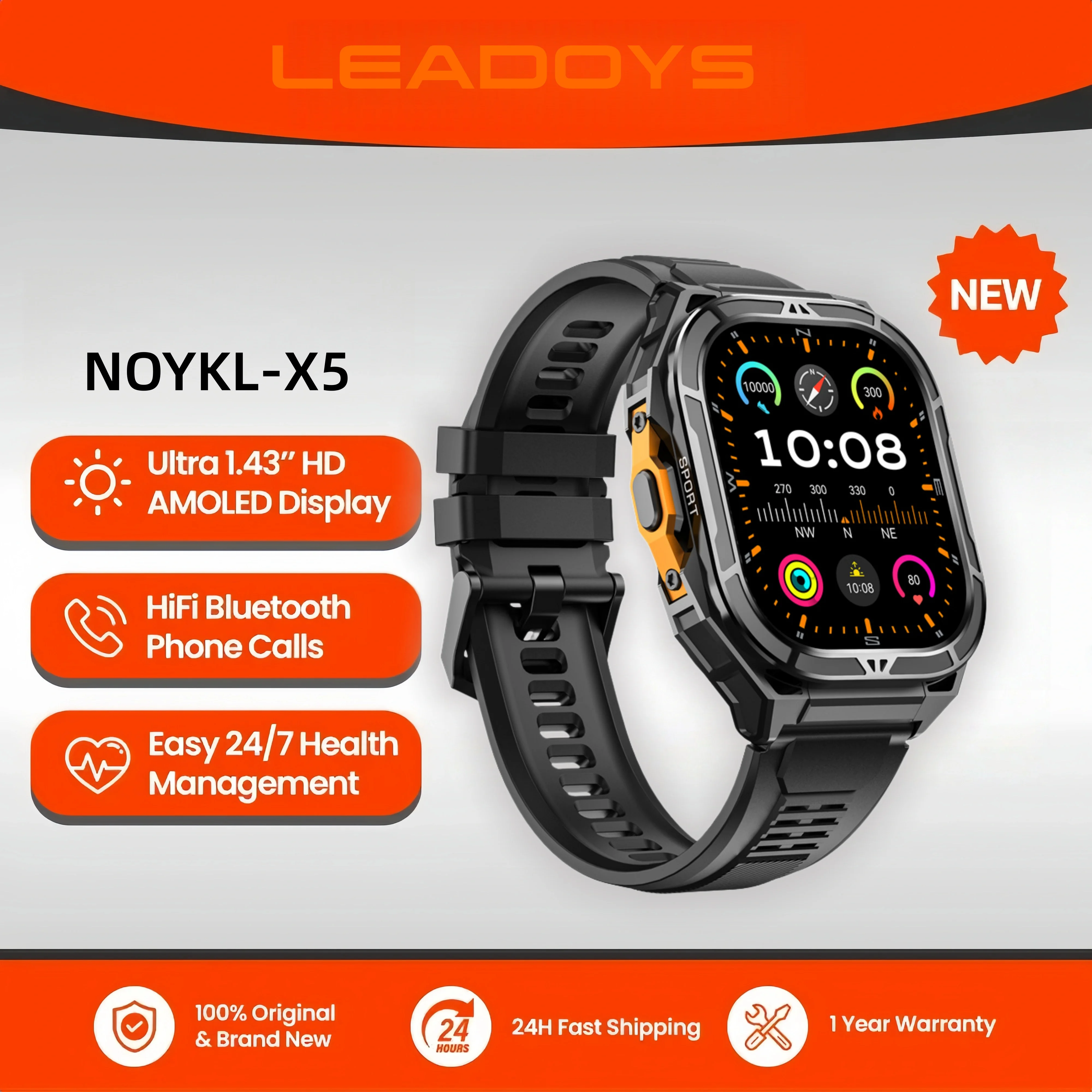

Leadoys-X5 Smartwatch for Men And Women Health Diagnosis Uric Acid & Lipid BP Tracker Heart Rate Monitor NFC Sports Watch Compat