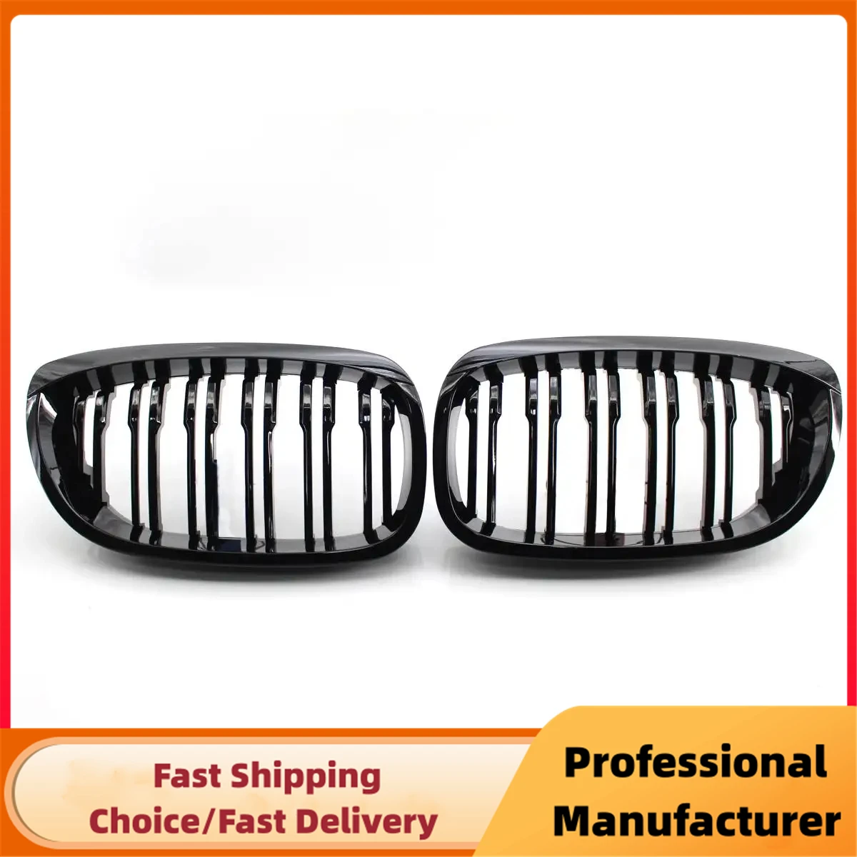 Front Bumper Kidney Double Slat Racing Grille For BMW E46 2-Door Coupe Cabriolet 2003-2006 1Pair Glossy Black Car Kidney Grill