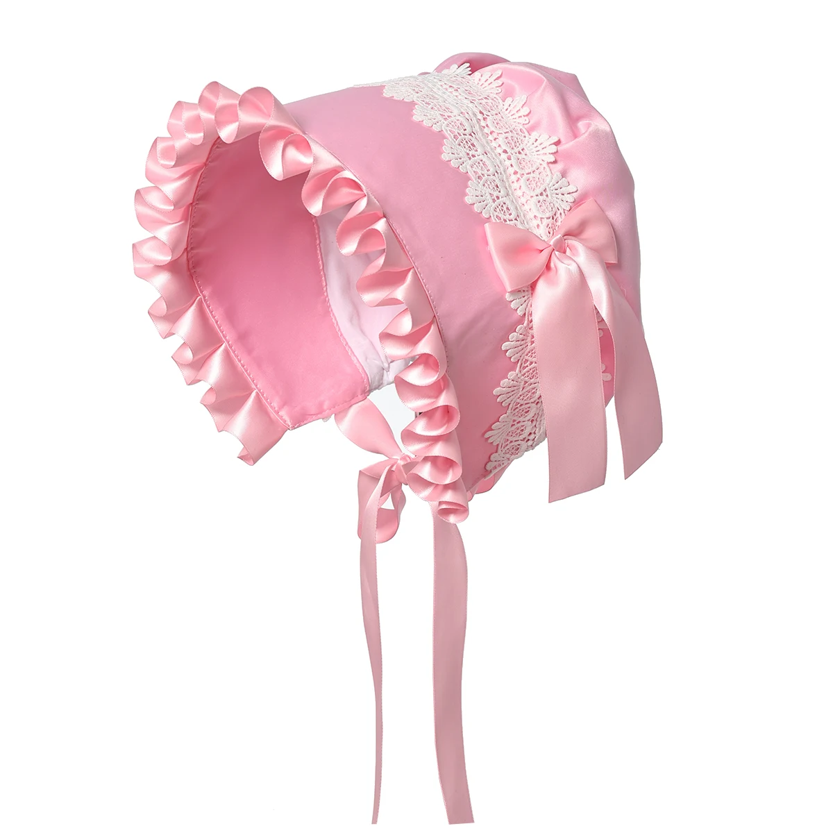 Women Pilgrim Victorian Bonnet Hats Vintage French Style Lolita Maid Cosplay Hat