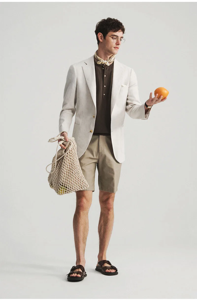 High-end Natural Linen Men's Suit - Lightweight Comfortable, Suitable for Both Business Casual Wear. Breathable Sweat-absorbent