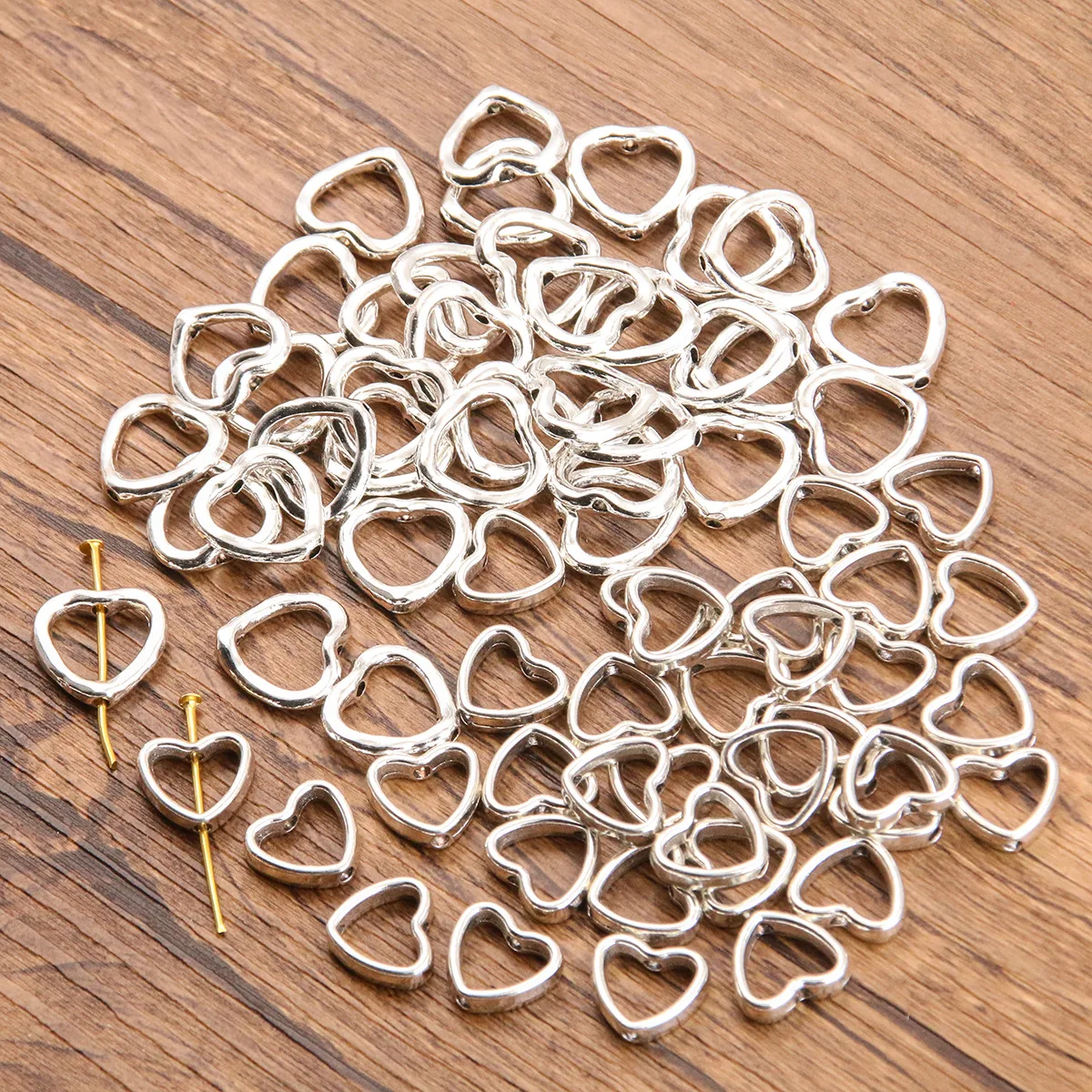 20PCS DIY Jewelry Hollow Heart Beads Alloy Small Hole Beads Connector Bracelet Necklace Beads EF4282 EF4287