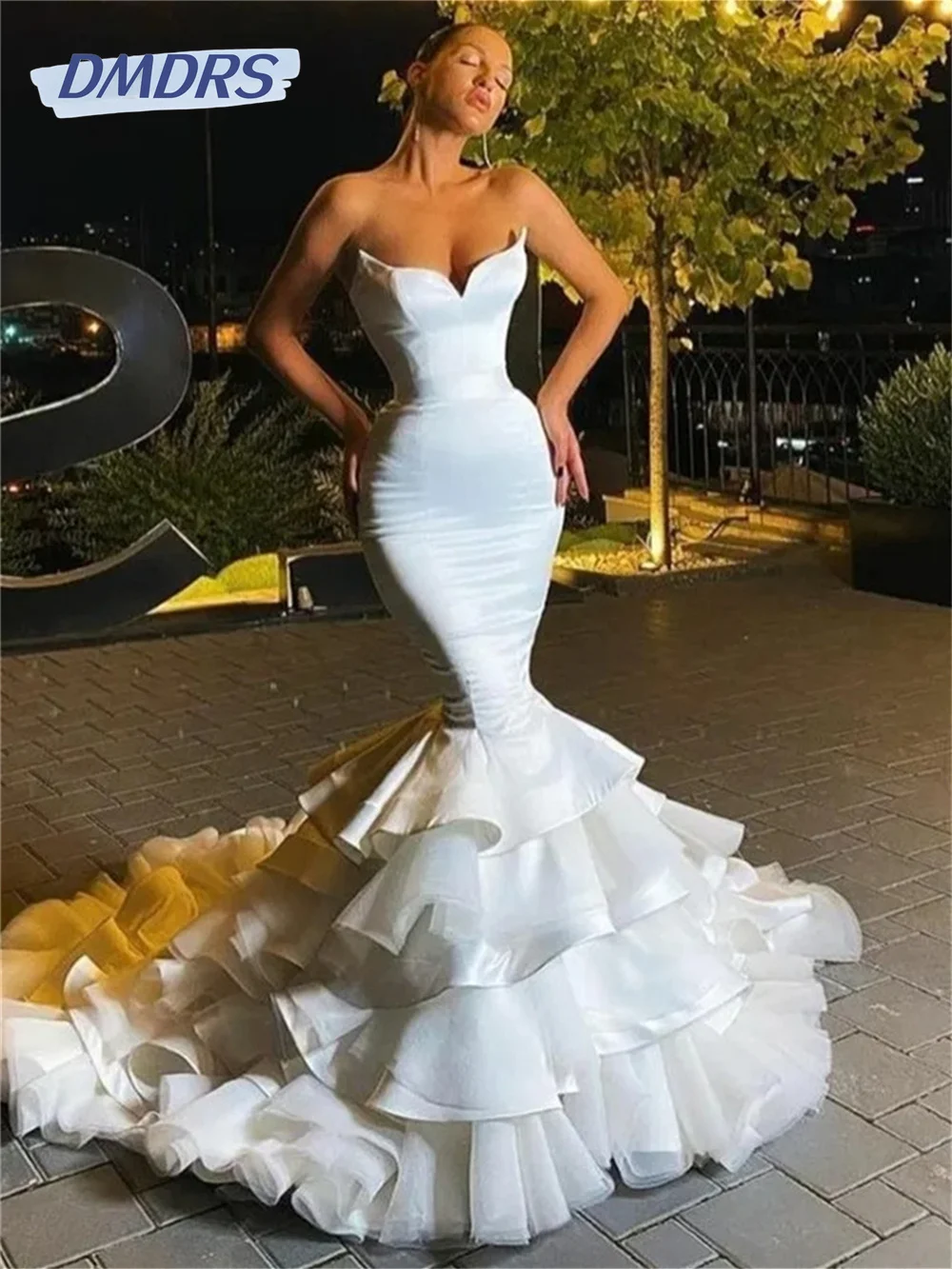 Elegant Sleeveless Bridal Dress 2024 Charming Mermaid Wedding Dress Romantic Strapless Floor-length Dress Vestidos De Novia