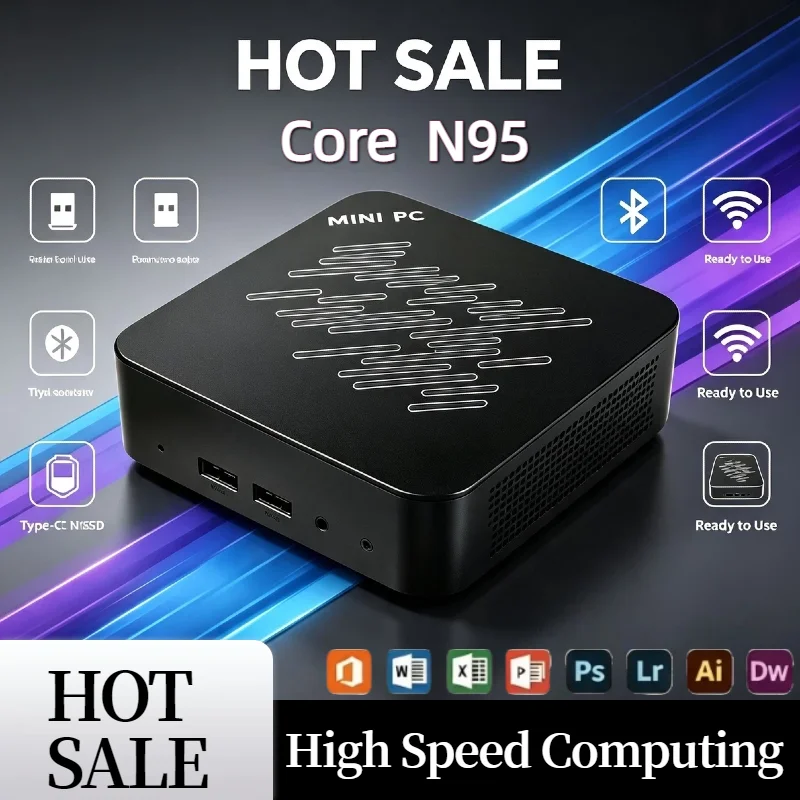 New 2026 Intel N95 Mini Host 16GB RAM 1TB M.2 NVMe SSD 4C4T 3.4GHz 3x 4K Display WiFi6 Efficient Cooling Compact Office PC Core