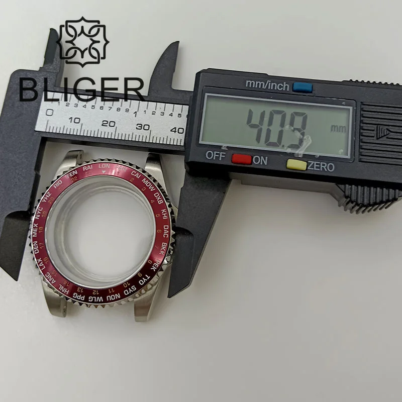 BLIGER 40mm Sapphire Watch Case Black Blue Red GMT Bezel Fit NH35 NH36 Miyota 8215 821A ETA2836 2824 PT5000 Movement