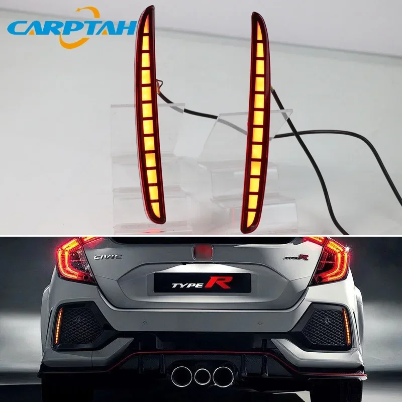 

Car LED Rear Bumper Lamps For Honda Civic 2016-2019 Hatchback Brake Light Turn Signal Backup Reflector Lamp Taillights Fog lamps