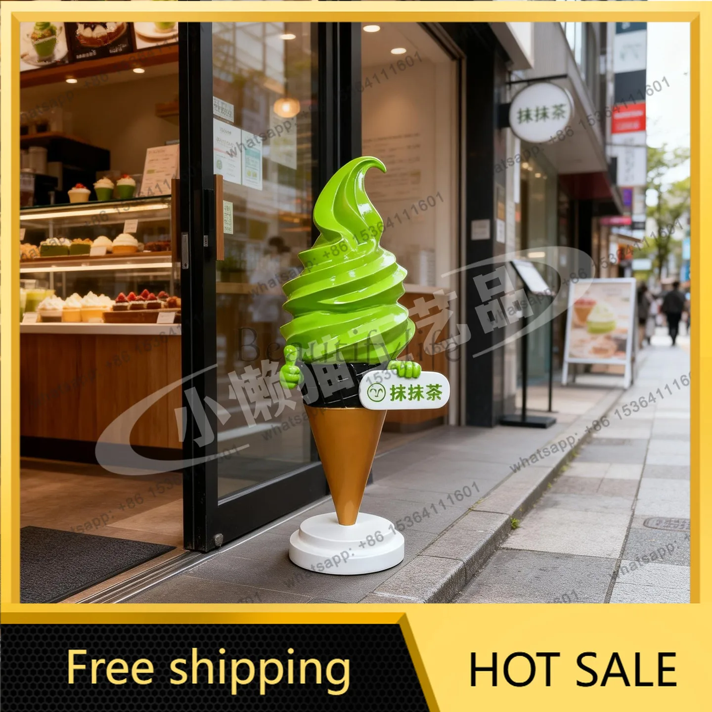 Ice cream sculpture ornament cone model mall clock in decoration